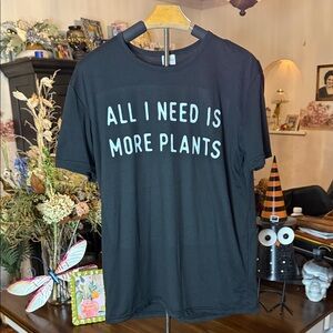 Black Graphic Tee with Plant Quote